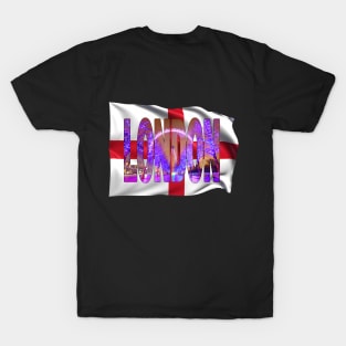 LONDON - London Eye Christmas Lights & Flag T-Shirt